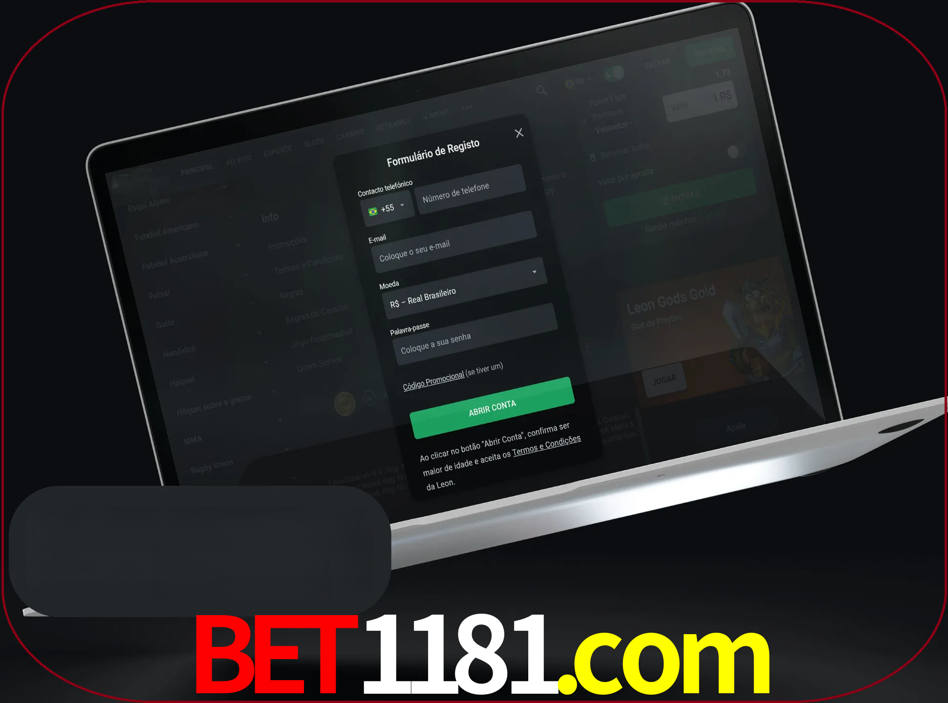 Abra o site da LeonBet e crie sua própria conta.