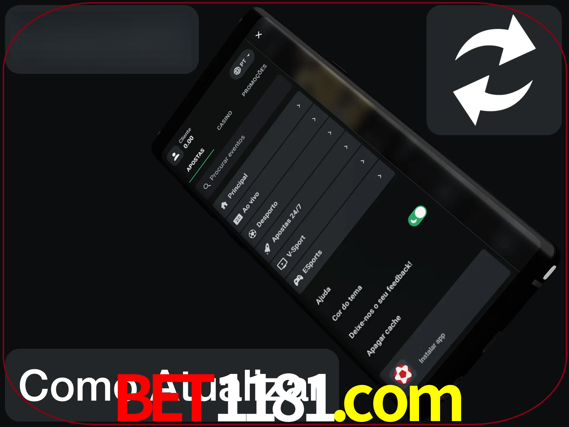 O aplicativo é atualizado automaticamente quando você faz o login.